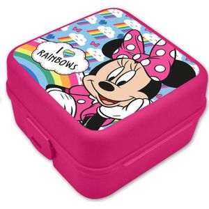 Disney Minnie Mouse broodtrommel/lunchbox voor kinderen - roze - kunststof - 14 x 8 cm
