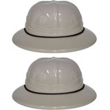 2x stuks plastic safari thema verkleed helm voor volwassenen - Verkleedhoofddeksels