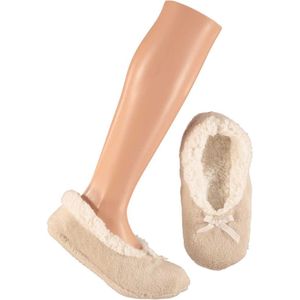 Lage dames sloffen/pantoffels beige maat 37-39 - Sloffen - volwassenen