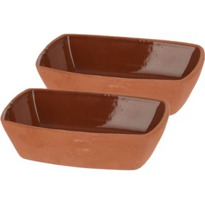 Tapasschaaltje/serveerschaaltje - 2st - Terracotta - 170ml 13x9x3,5cm