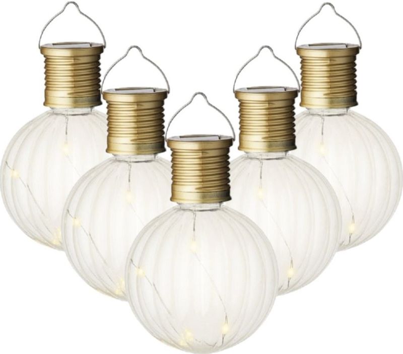 8x Buiten LED lampion solar verlichting 11 cm - Lampionnen