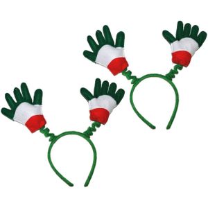 2x stuks supporters verkleed accessoire handjes diademen Italie - Verkleedhoofddeksels