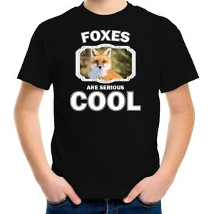 Dieren vos t-shirt zwart kinderen - foxes are cool shirt jongens en meisjes - T-shirts