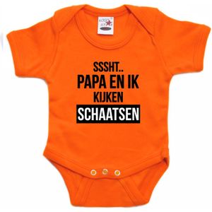Sssht kijken schaatsen baby rompertje oranje Holland / Nederland / EK / WK supporter - Feest rompertjes