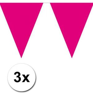 Magenta roze vlaggenlijnen 3 x - Vlaggenlijnen