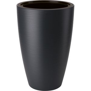 Form Plastic Plantenpot/bloempot Gobi - kunststof - antraciet - D40 x H58 cm - met binnenpot - Plantenpotten