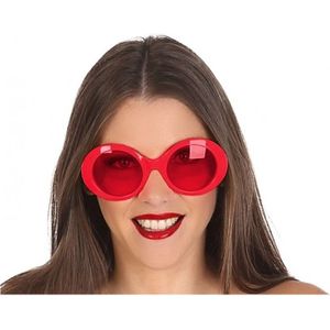 Rode ronde dames hippe verkleed zonnebril - Verkleedbrillen