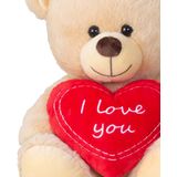 Teddy beer knuffel van zachte pluche - met liefdes hartje - 30 cm zittend - Knuffelberen
