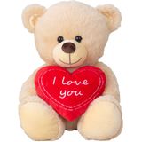 Teddy beer knuffel van zachte pluche - met liefdes hartje - 30 cm zittend - Knuffelberen