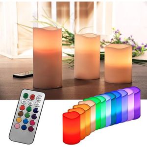 2x Set van 3 LED kaarsen/stompkaarsen color changing met afstandsbediening - LED kaarsen op batterijen