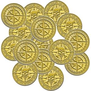 Piraten munten/geld - kunststof - 100x gouden munten - Verkleed speelgoed - Speelgeld