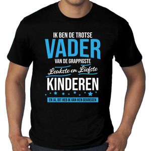 Grote maten Trotse vader / kinderen cadeau t-shirt zwart voor heren - Feestshirts