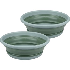 Afwasteil/wasmand emmer opvouwbaar - 2x - kunststof - 8 L - D37 x H13 cm- huishoud/camping
