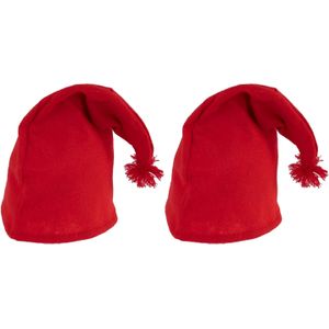 Verkleed muts voor een kabouter/dwerg - 2x - rood - volwassenen - Verkleedhoofddeksels