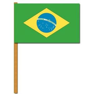 Brazilie luxe zwaaivlaggetjes/handvlaggetjes 30 x 45 cm met stokje - zwaaivlaggen