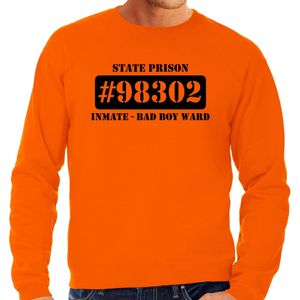 Carnavalskleding bad boy ward boeven / gevangenen sweater oranje heren - Feesttruien