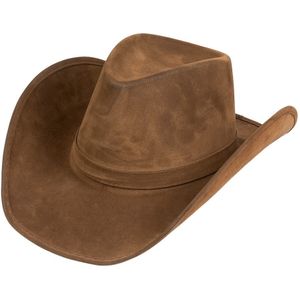 Carnaval verkleed Cowboy hoed Nebraska - bruin - voor volwassenen - Western/explorer thema - Verkleedhoofddeksels
