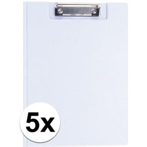5x stuks Witte klemborden voor A4 papier - Klemborden