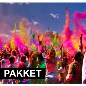 Holi festival kleurpoeder pakket 9 stuks met 3 kleuren roze blauw geel - Kleurpoeder