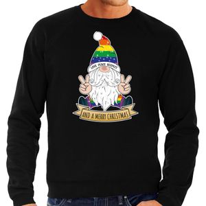 Foute Kersttrui/sweater voor heren - Pride Gnoom - zwart - LHBTI/LGBTQ kabouter - kerst truien