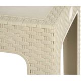 Rotan bijzettafeltje/plantenverhoger creme/beige 42 cm hoog voor binnen/buiten - Bijzettafels