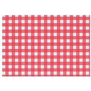 Placemats rood/wit geblokt 43 x 30 cm - Placemats