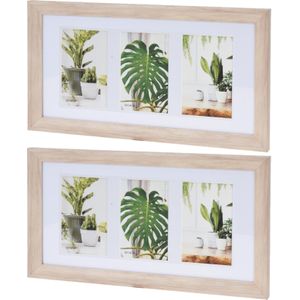 2x stuks multi fotolijst kunststof met 3 lijstjes geschikt voor een foto van 9 x 14 cm - Fotolijsten