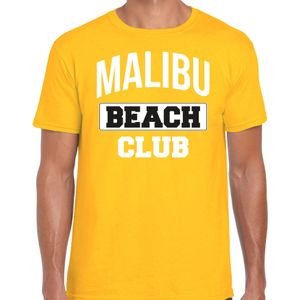 Zomer t-shirt voor heren - Malibu Beach Club - tropisch thema feest kleding - geel - Feestshirts