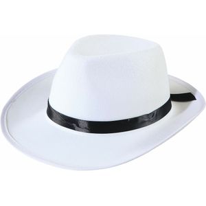 Al Capone gangster verkleed hoed wit met zwart - Verkleedhoofddeksels
