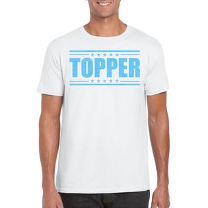 Verkleed T-shirt voor heren - topper - wit - blauwe glitters - feestkleding - Feestshirts