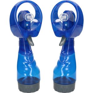 Gerimport waterspray ventilator - 2x stuks -blauw - 27 cm - voor verkoeling in de zomer - Ventilatoren