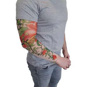 Carnaval verkleed mouwen - Tattoo sleeves rozen - 2x - getatoeerde armen - volwassenen - Verkleedattributen