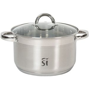 San Ignacio Luxe kookpan - 1x - glazen deksel - RVS/glas - 28 cm - 9 liter