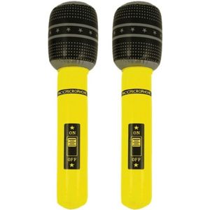 Set van 2x stuks neon gele opblaasbare microfoon 40 cm - Opblaasfiguren