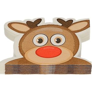 12x Rode Kerst tafelversiering rendieren papieren servetten 33 x 33 cm -