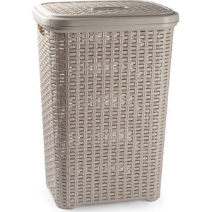 PlasticForte - Wasmand rotan deksel 60 liter 35 x 43 x 62 cm taupe