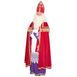 Sinterklaas kostuum polyesterfluweel met koker mijter voor volwassenen - Carnavalskostuums