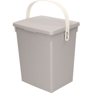 Gft afvalbakje voor aanrecht - 5,5L - klein - grijs - afsluitbaar - 19 x 16 x 22 cm - Prullenbakken
