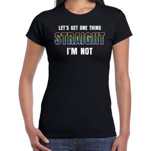 Gay / lesbo t-shirt - Lets get one thing straight im not - regenboog / LHBTshirt zwart voor dames - Feestshirts