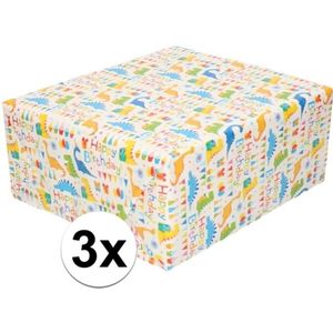 3x Happy Birthday inpakpapier/cadeaupapier 200 cm per rol - Cadeaupapier