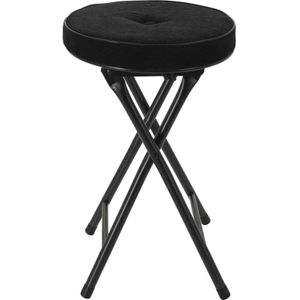 Home & Styling Bijzet krukje/stoel - Opvouwbaar - Zwart - Ribcord - D33 x H49 cm