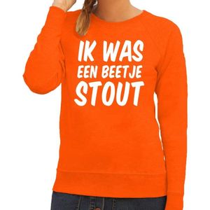 Oranje Ik was een beetje stout sweater voor dames - Feesttruien