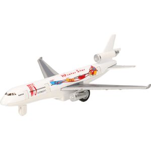 Wit winter star speelgoed vliegtuigje van metaal 19 cm - Speelgoed vliegtuigen