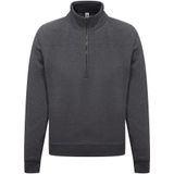 Donkergrijze fleece sweater/trui met rits kraag voor heren/volwassenen - Truien