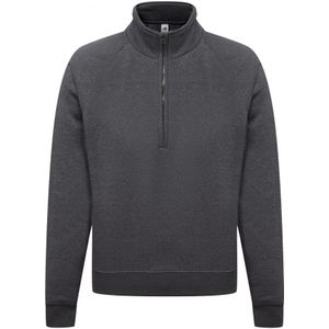 Donkergrijze fleece sweater/trui met rits kraag voor heren/volwassenen - Truien