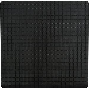 MSV Douche/bad anti-slip mat badkamer - rubber - zwart - 54 x 54 cm - met zuignappen