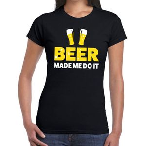 Beer made me do it  bier/drank fun t-shirt zwart voor dames - Feestshirts