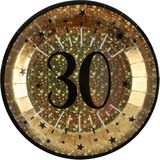 Verjaardag feest bordjes leeftijd - 50x - 30 jaar - goud - karton - 22 cm - rond - Feestbordjes