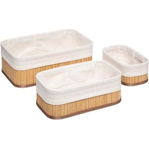 Five® Set van 3 bamboe broodmanden - broodmand - broodmanden - brood - bamboe - opbergen - ontbijt - broodmandje