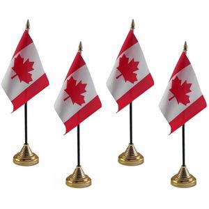 4x stuks Canada tafelvlaggetjes 10 x 15 cm met standaard - Vlaggen